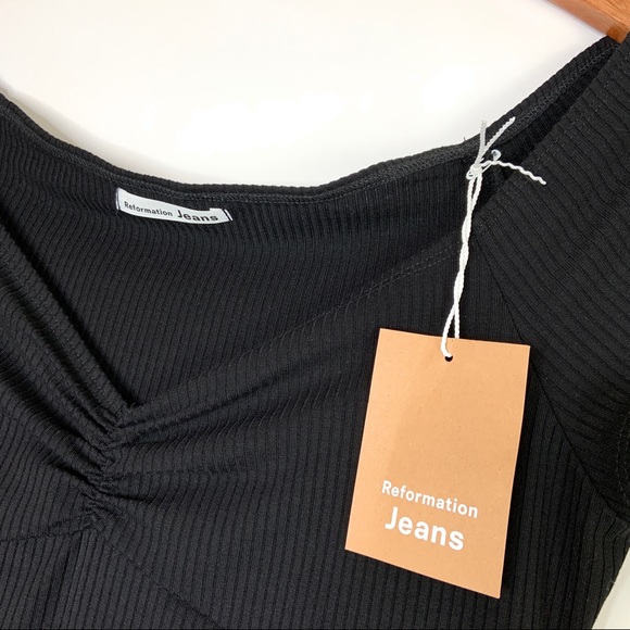 NWT Reformation Black Sweet Mini Dress Size Large - Picture 6 of 8